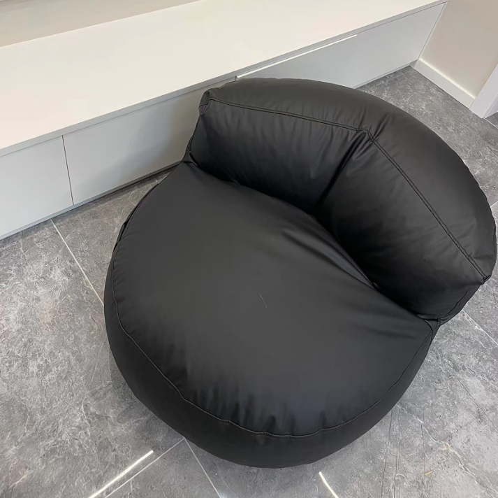 Contemporary Scandinavian Microfiber Leather EPS Round Curved Accent Chair With Backrest For Living Room