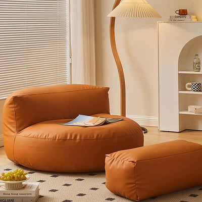Contemporary Scandinavian Microfiber Leather EPS Round Curved Accent Chair With Backrest For Living Room