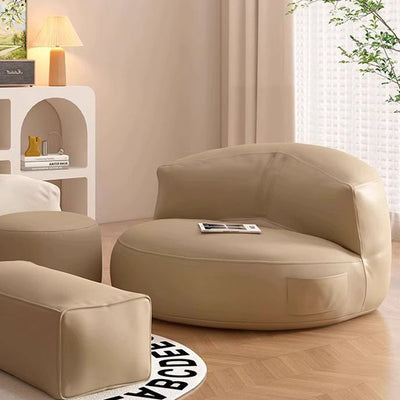 Contemporary Scandinavian Microfiber Leather EPS Round Curved Accent Chair With Backrest For Living Room