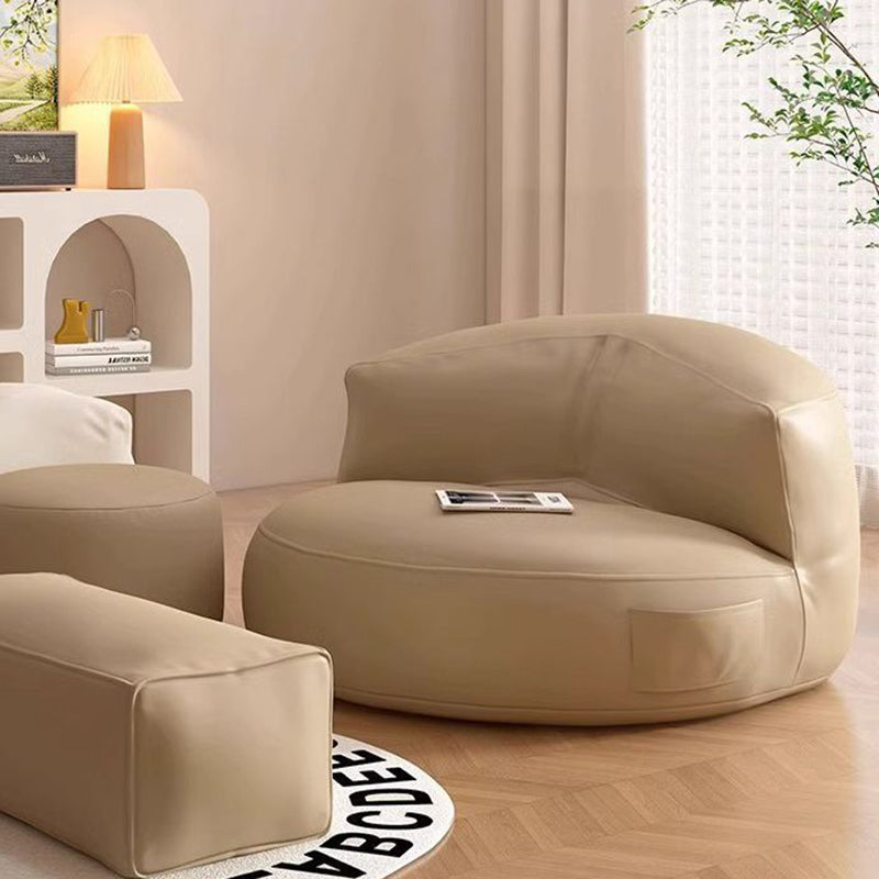 Contemporary Scandinavian Microfiber Leather EPS Round Curved Accent Chair With Backrest For Living Room