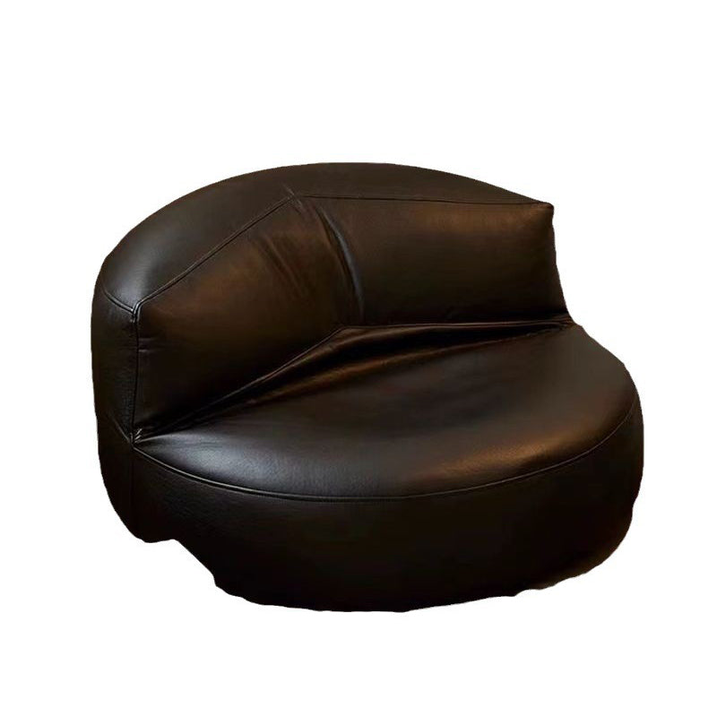 Contemporary Scandinavian Microfiber Leather EPS Round Curved Accent Chair With Backrest For Living Room