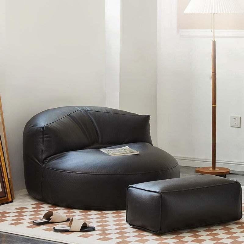 Contemporary Scandinavian Microfiber Leather EPS Round Curved Accent Chair With Backrest For Living Room