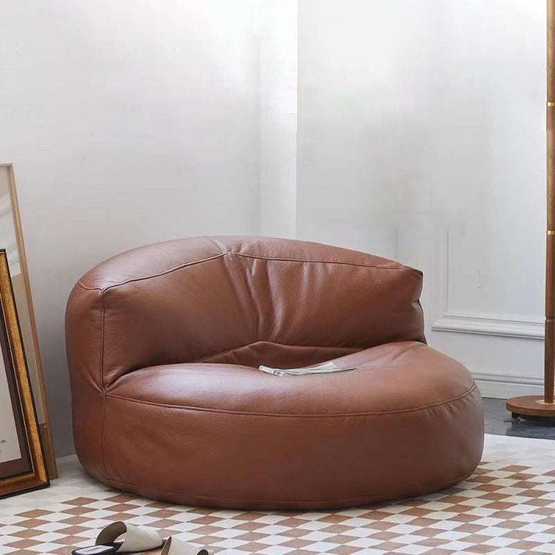 Contemporary Scandinavian Microfiber Leather EPS Round Curved Accent Chair With Backrest For Living Room