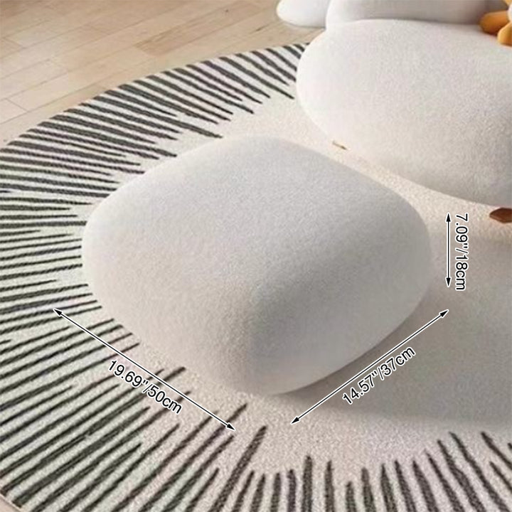 Sillón auxiliar redondo contemporáneo y creativo con forma de mascota, en tejido sherpa, acero al carbono y madera de pino, con respaldo y reposabrazos, para sala de estar 