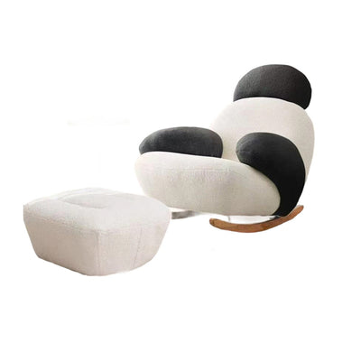 Contemporary Creative Lambswool Carbon Steel Pine Pet-Shaped Round Accent Chair Backrest Armrests For Living Room