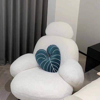 Contemporary Creative Lambswool Carbon Steel Pine Pet-Shaped Round Accent Chair Backrest Armrests For Living Room