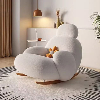 Contemporary Creative Lambswool Carbon Steel Pine Pet-Shaped Round Accent Chair Backrest Armrests For Living Room