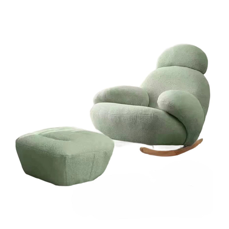 Sillón auxiliar redondo contemporáneo y creativo con forma de mascota, en tejido sherpa, acero al carbono y madera de pino, con respaldo y reposabrazos, para sala de estar 