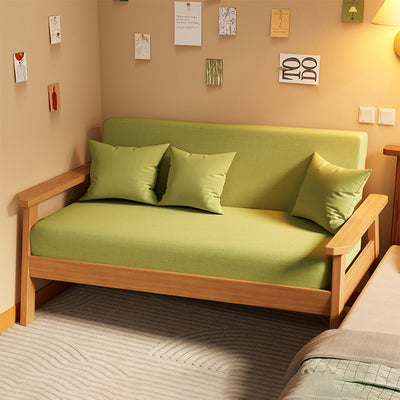 Modern Minimalist Linen Solid Wood Rectangular Sofa Backrest And Armrests For Living Room