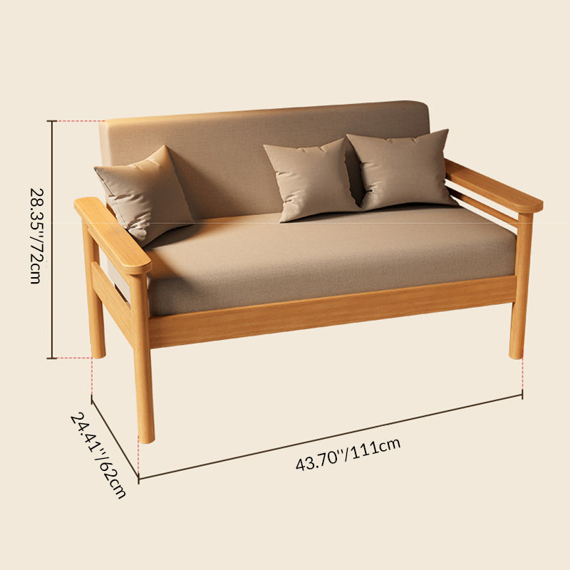 Modern Minimalist Linen Solid Wood Rectangular Sofa Backrest And Armrests For Living Room