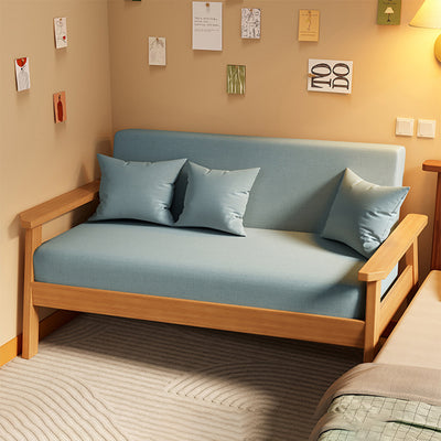 Modern Minimalist Linen Solid Wood Rectangular Sofa Backrest And Armrests For Living Room