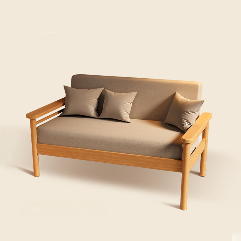 Modern Minimalist Linen Solid Wood Rectangular Sofa Backrest And Armrests For Living Room