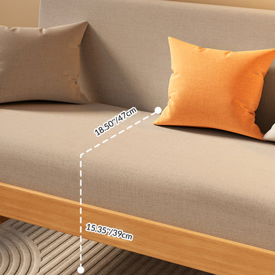 Modern Minimalist Linen Solid Wood Rectangular Sofa Backrest And Armrests For Living Room