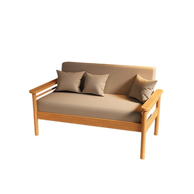 Modern Minimalist Linen Solid Wood Rectangular Sofa Backrest And Armrests For Living Room