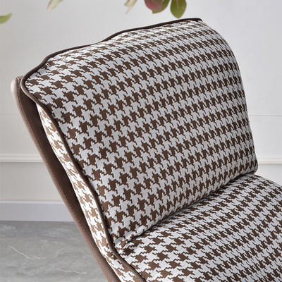 Contemporary Scandinavian Faux Leather Solid Wood Iron Curved Semi-Enclosed Accent Chair Backrest For Living Room