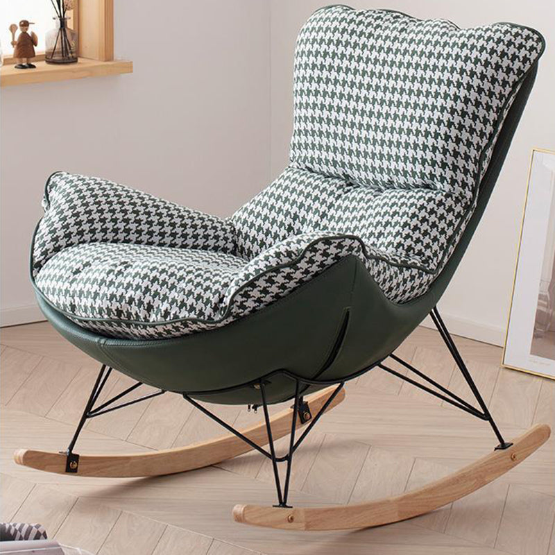 Contemporary Scandinavian Faux Leather Solid Wood Iron Curved Semi-Enclosed Accent Chair Backrest For Living Room