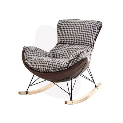 Contemporary Scandinavian Faux Leather Solid Wood Iron Curved Semi-Enclosed Accent Chair Backrest For Living Room
