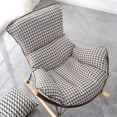 Contemporary Scandinavian Faux Leather Solid Wood Iron Curved Semi-Enclosed Accent Chair Backrest For Living Room