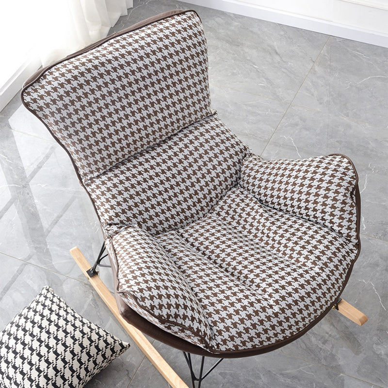 Contemporary Scandinavian Faux Leather Solid Wood Iron Curved Semi-Enclosed Accent Chair Backrest For Living Room