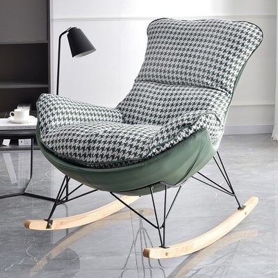Contemporary Scandinavian Faux Leather Solid Wood Iron Curved Semi-Enclosed Accent Chair Backrest For Living Room