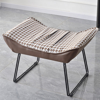 Contemporary Scandinavian Faux Leather Solid Wood Iron Curved Semi-Enclosed Accent Chair Backrest For Living Room