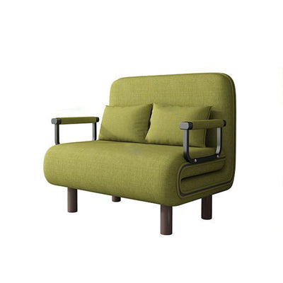 Modern Minimalist Cotton Linen Iron Rounded Rectangular Sofa Bed With Backrest And Armrests For Bedroom