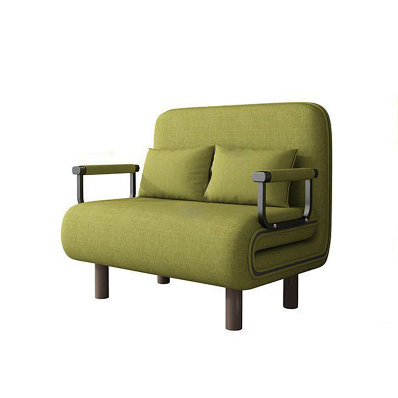 Modern Minimalist Cotton Linen Iron Rounded Rectangular Sofa Bed With Backrest And Armrests For Bedroom