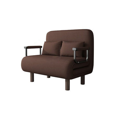 Modern Minimalist Cotton Linen Iron Rounded Rectangular Sofa Bed With Backrest And Armrests For Bedroom