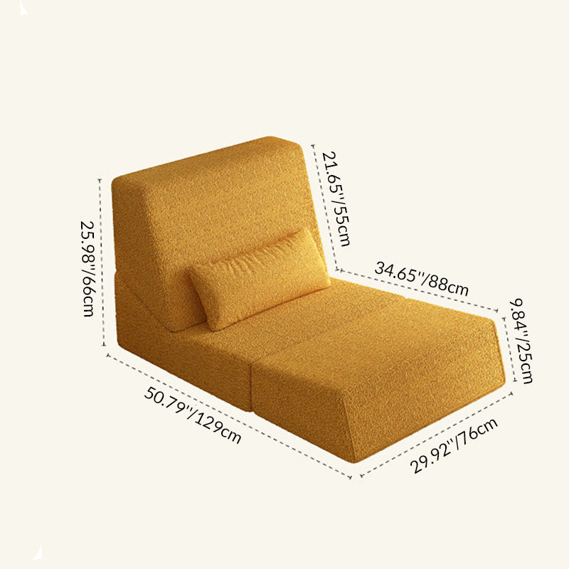 Modernes minimalistisches quadratisches klappbares Schlafsofa aus Sherpa-Stoff mit Rückenlehne für das Schlafzimmer 