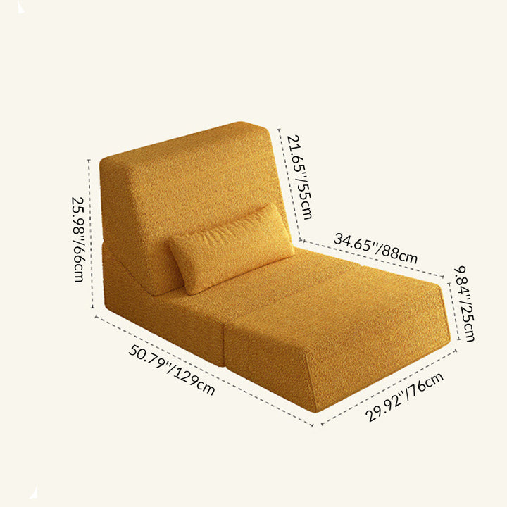 Modernes minimalistisches quadratisches klappbares Schlafsofa aus Sherpa-Stoff mit Rückenlehne für das Schlafzimmer 