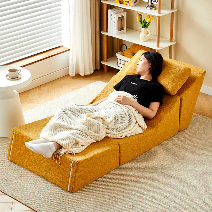 Modernes minimalistisches quadratisches klappbares Schlafsofa aus Sherpa-Stoff mit Rückenlehne für das Schlafzimmer 