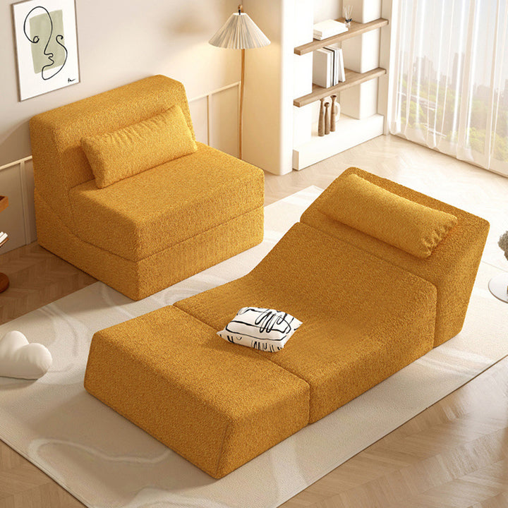 Modernes minimalistisches quadratisches klappbares Schlafsofa aus Sherpa-Stoff mit Rückenlehne für das Schlafzimmer 