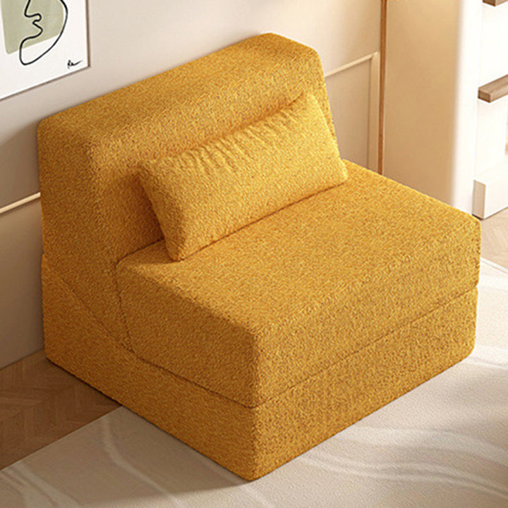 Modernes minimalistisches quadratisches klappbares Schlafsofa aus Sherpa-Stoff mit Rückenlehne für das Schlafzimmer 
