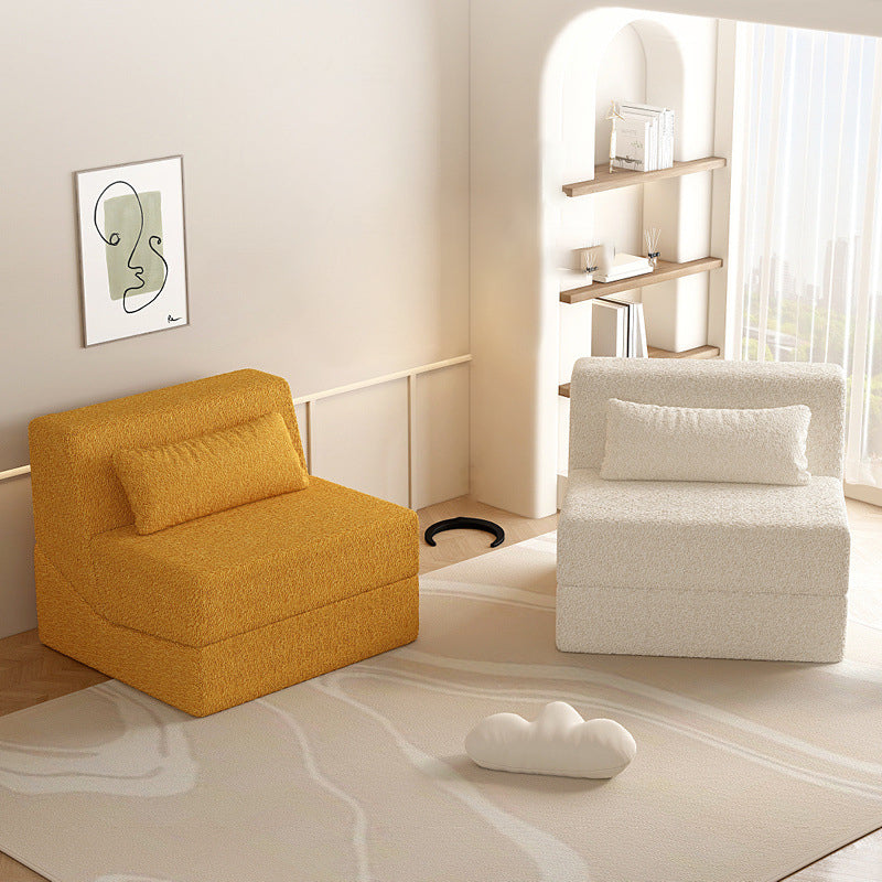 Modernes minimalistisches quadratisches klappbares Schlafsofa aus Sherpa-Stoff mit Rückenlehne für das Schlafzimmer 