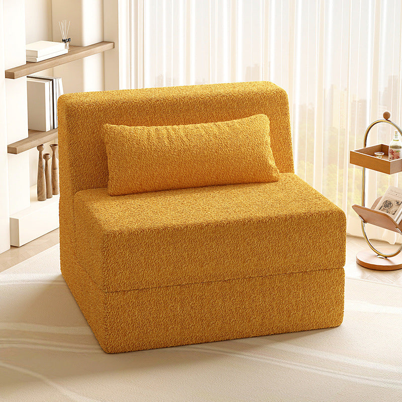 Modernes minimalistisches quadratisches klappbares Schlafsofa aus Sherpa-Stoff mit Rückenlehne für das Schlafzimmer 