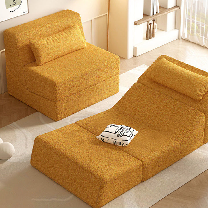 Modernes minimalistisches quadratisches klappbares Schlafsofa aus Sherpa-Stoff mit Rückenlehne für das Schlafzimmer 