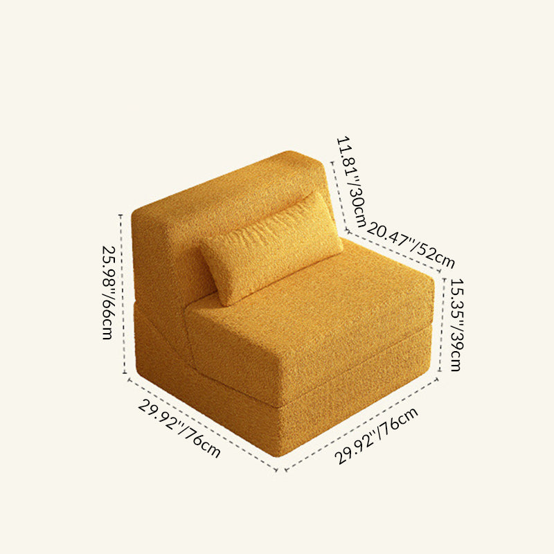 Modernes minimalistisches quadratisches klappbares Schlafsofa aus Sherpa-Stoff mit Rückenlehne für das Schlafzimmer 