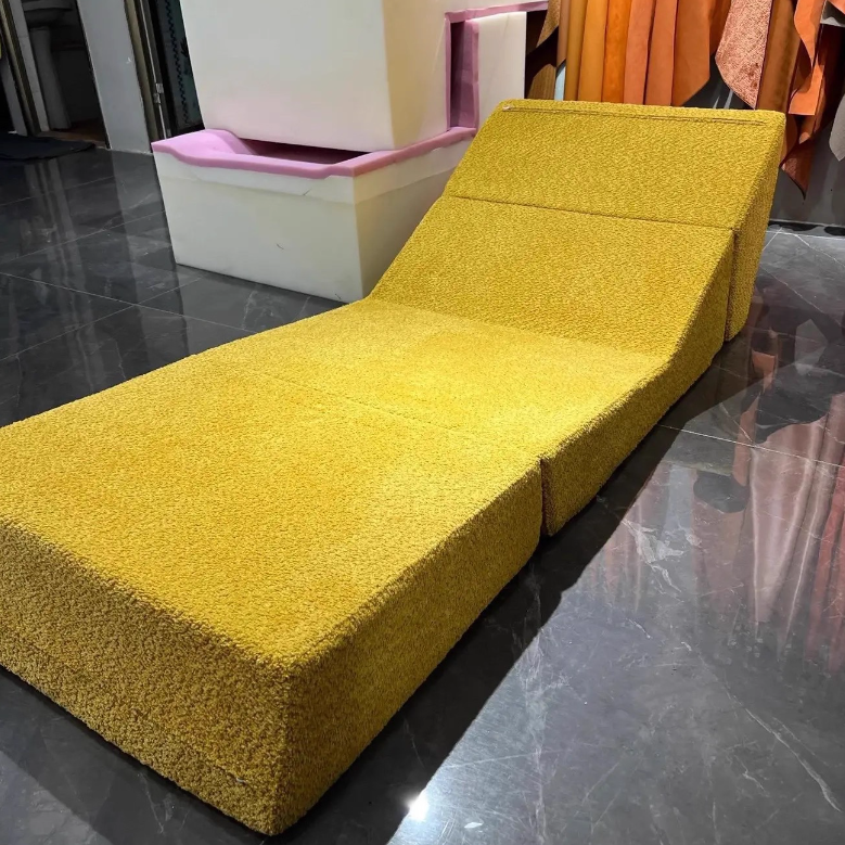 Modern Minimalist Lambswool Square Foldable Sofa Bed With Backrest For Bedroom