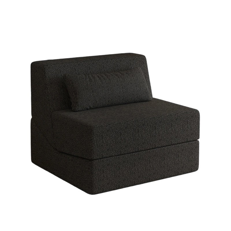 Modernes minimalistisches quadratisches klappbares Schlafsofa aus Sherpa-Stoff mit Rückenlehne für das Schlafzimmer 