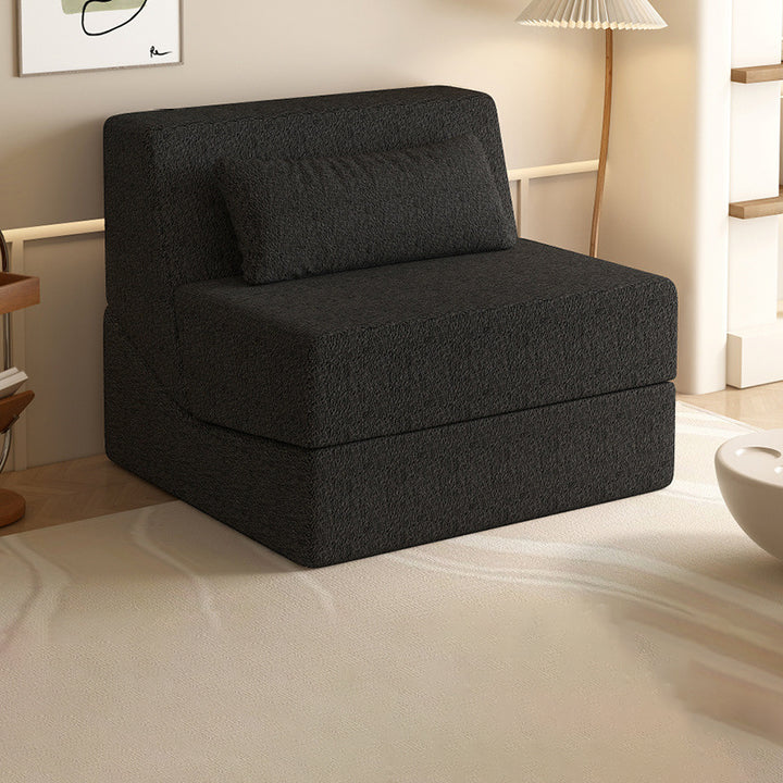 Modernes minimalistisches quadratisches klappbares Schlafsofa aus Sherpa-Stoff mit Rückenlehne für das Schlafzimmer 