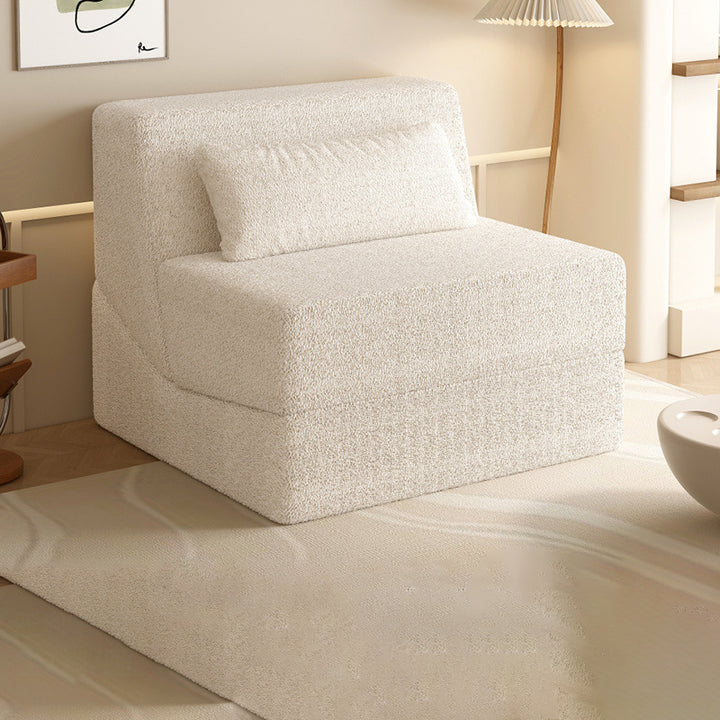 Modernes minimalistisches quadratisches klappbares Schlafsofa aus Sherpa-Stoff mit Rückenlehne für das Schlafzimmer 