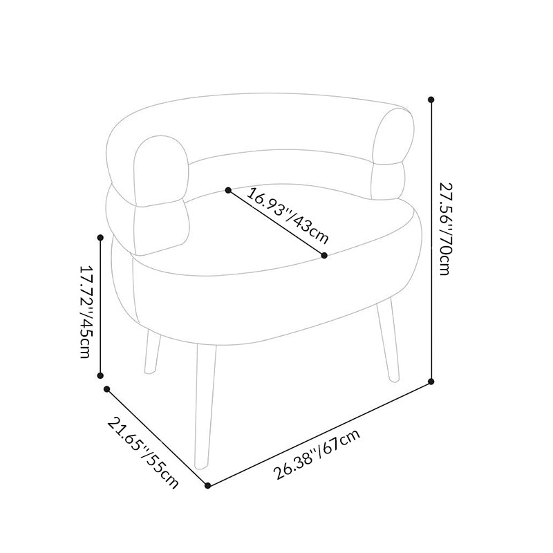 Contemporary Scandinavian Lambswool Carbon Steel Curved Oval Accent Chair Backrest And Armrests For Living Room