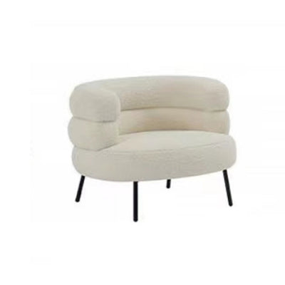 Contemporary Scandinavian Lambswool Carbon Steel Curved Oval Accent Chair Backrest And Armrests For Living Room