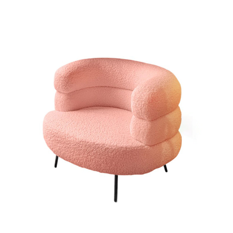 Contemporary Scandinavian Lambswool Carbon Steel Curved Oval Accent Chair Backrest And Armrests For Living Room