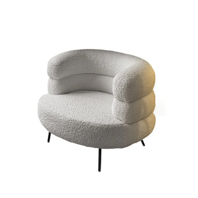 Contemporary Scandinavian Lambswool Carbon Steel Curved Oval Accent Chair Backrest And Armrests For Living Room
