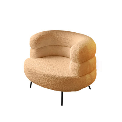 Contemporary Scandinavian Lambswool Carbon Steel Curved Oval Accent Chair Backrest And Armrests For Living Room