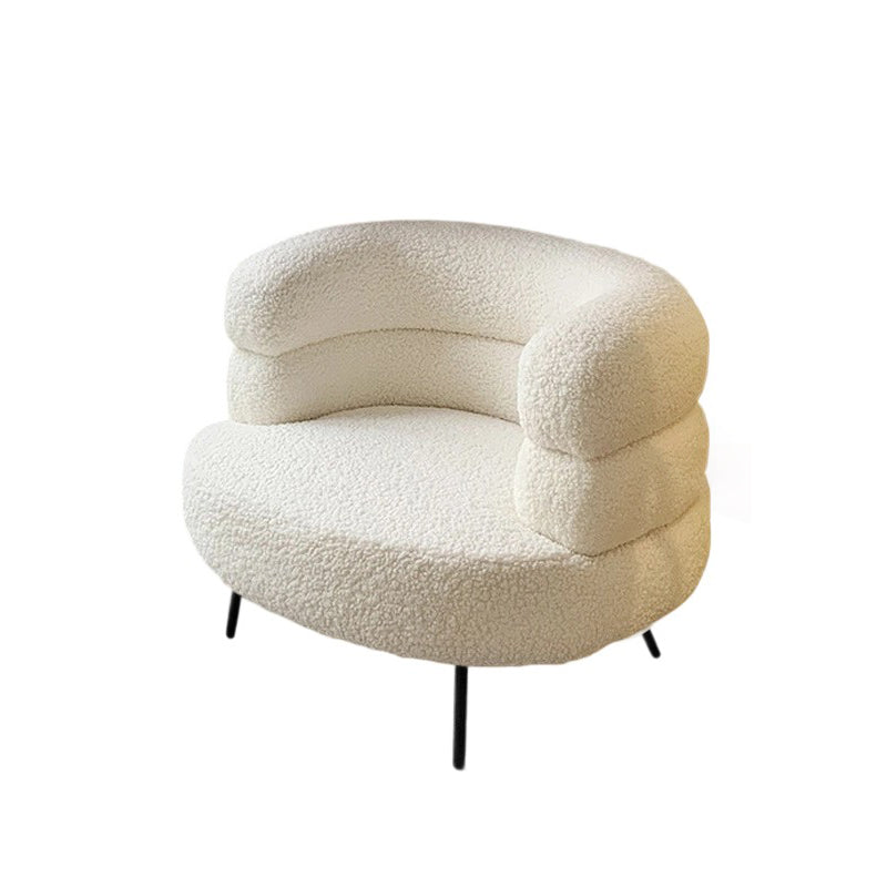 Contemporary Scandinavian Lambswool Carbon Steel Curved Oval Accent Chair Backrest And Armrests For Living Room