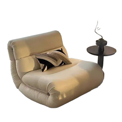 Traditional French Cat Scratch Resistant Leather Solid Wood Curved Square Accent Chair With Backrest For Living Room