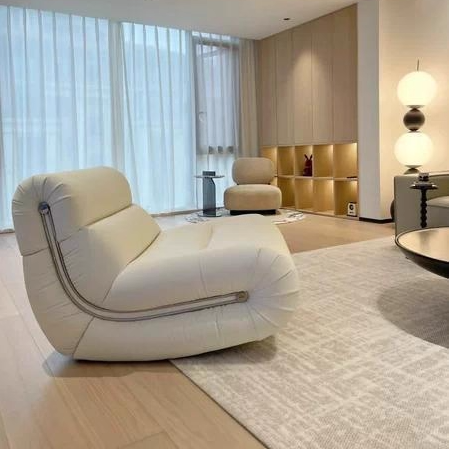 Traditional French Cat Scratch Resistant Leather Solid Wood Curved Square Accent Chair With Backrest For Living Room