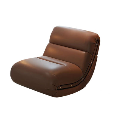 Traditional French Cat Scratch Resistant Leather Solid Wood Curved Square Accent Chair With Backrest For Living Room